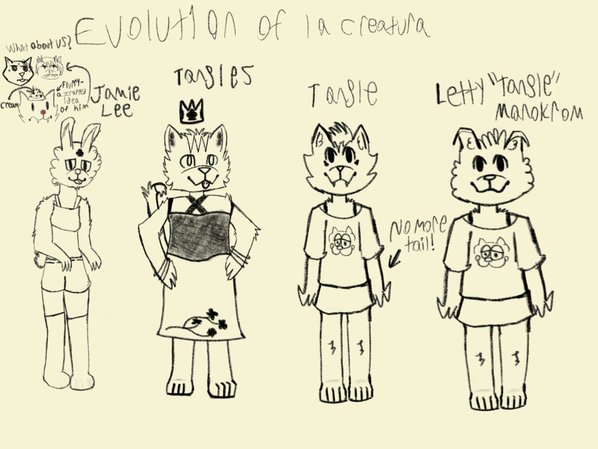 ambiguous_gender anthro domestic_cat evolution felid feline felis female group hi_res hybrid lagomorph leporid mammal rabbit tabby_cat