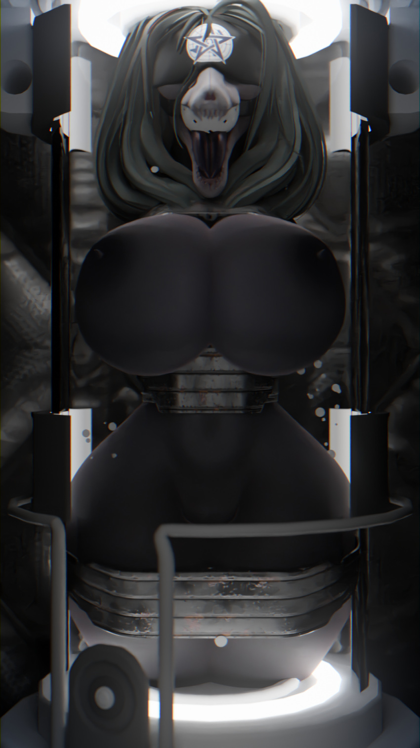 3d_(artwork) anthro areola ball_gag bdsm big_breasts black_areola black_bars black_nipples blindfold bondage bound breasts captured claws curvy_figure digital_media_(artwork) female fur gag gagged genitals ghostoast hair hi_res huge_breasts letterbox nipples nude pussy scp-1471 scp-1471-a scp_foundation seductive solo submissive thick_thighs voluptuous wide_hips