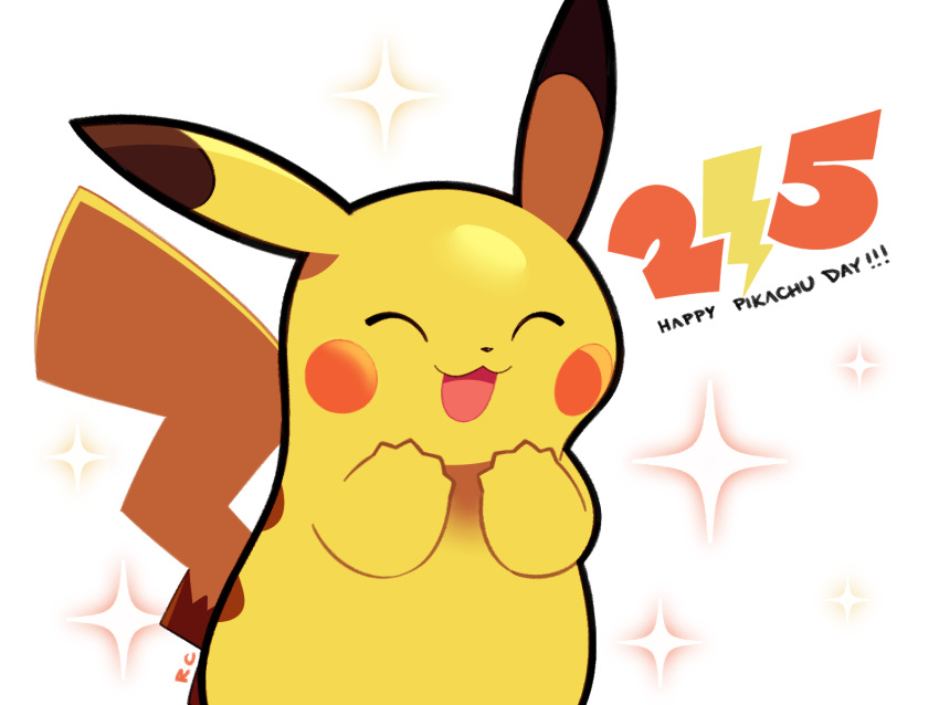 :3 :d artsy-rc english_text facing_viewer highres no_humans pikachu pokemon pokemon_(creature) smile solo sparkle