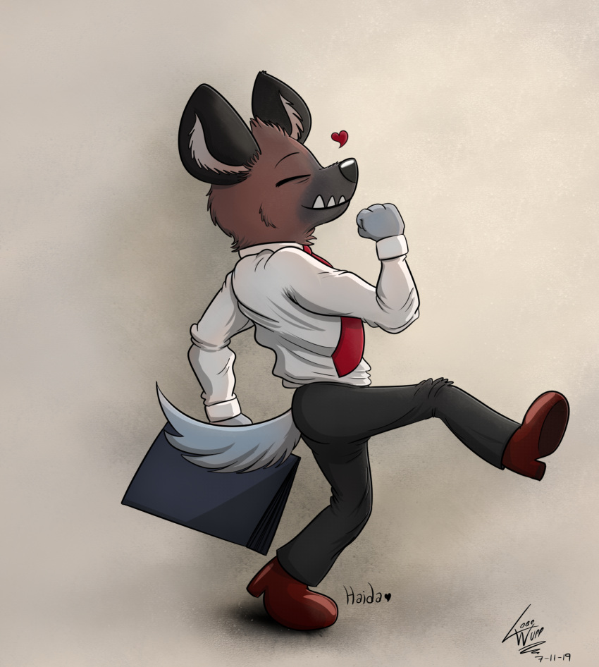 aggressive_retsuko clothing haida hi_res hyenafur lobowupp male office sanrio solo suit suiting