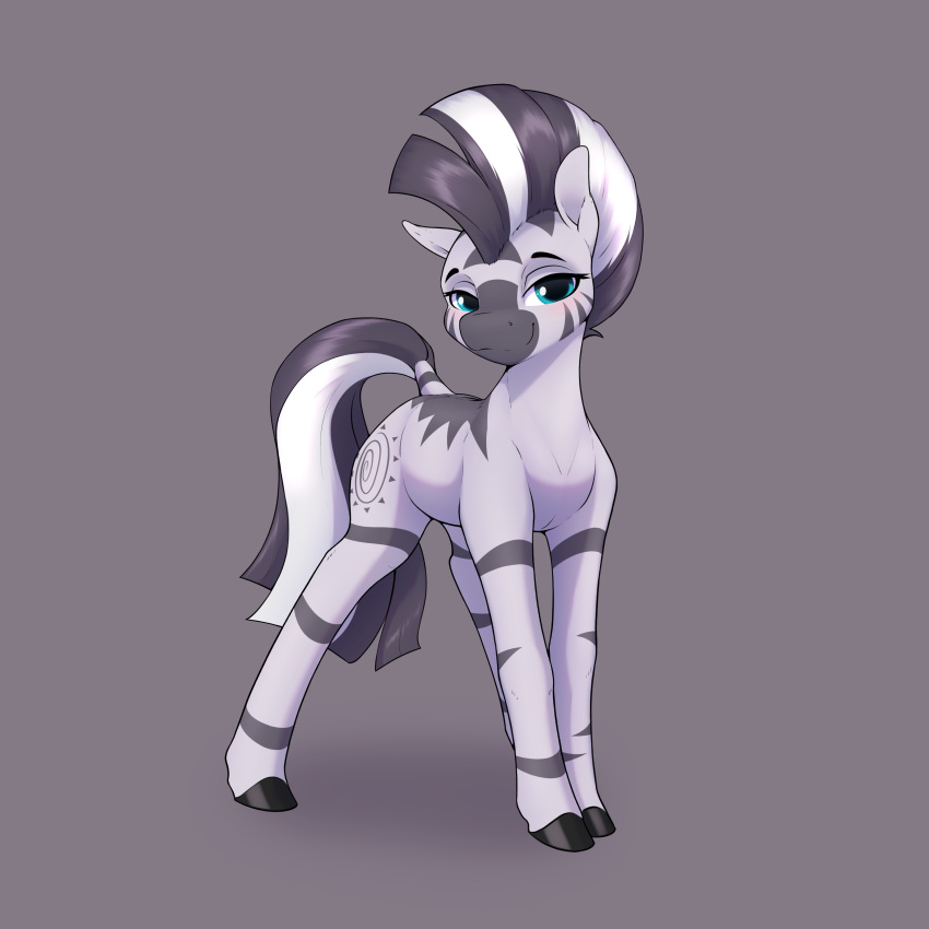 absurd_res aquaticvibes blush equid equine female feral friendship_is_magic fur hi_res hooves looking_at_viewer mammal mohawk my_little_pony solo striped_body striped_fur stripes zebra zecora_(mlp)