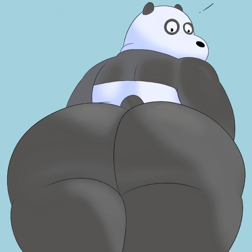 anonymous_artist anthro big_butt black_body black_fur black_nose butt cartoon_network color_edit colored colossalstars edit fur giant_panda hi_res male mammal nervous overweight overweight_male panda_(wbb) solo surprise surprised_expression ursid we_bare_bears white_body white_fur