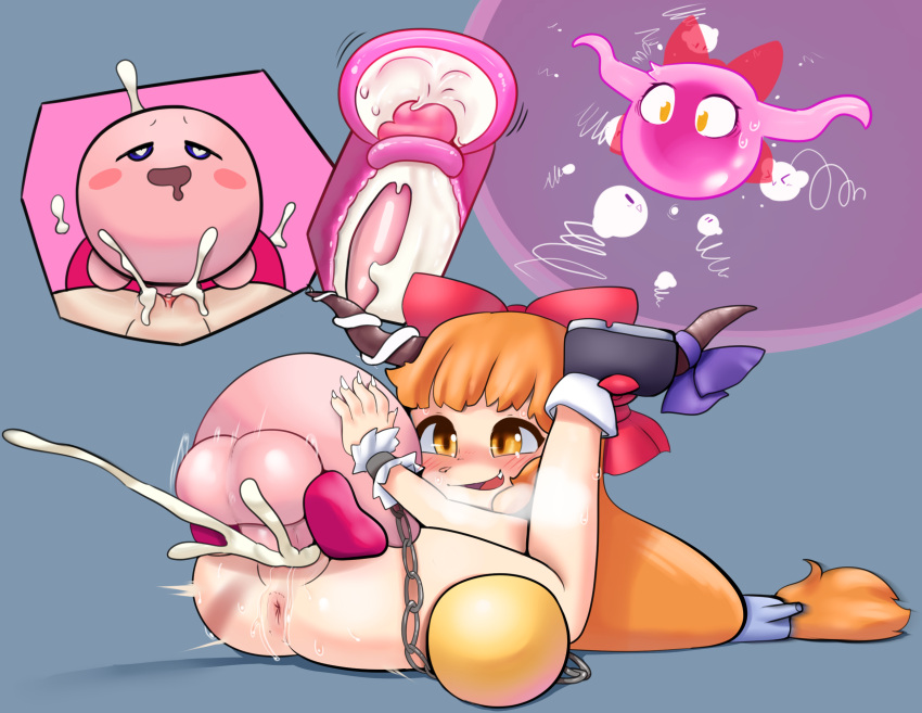 alien anus balls big_balls big_penis bodily_fluids cum cum_inside dizzytizzy duo female genital_fluids genitals hi_res humanoid kirby kirby_(series) male male/female nintendo penetration penis pussy suika_ibuki touhou vaginal vaginal_penetration video_games waddling_head