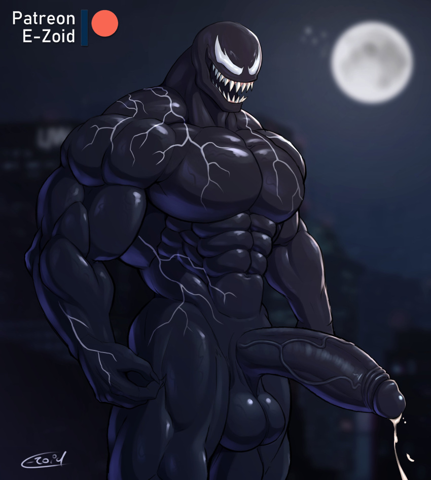 2022 abs absurd_res alien balls big_balls big_muscles big_penis bodily_fluids cum e-zoid erection full_moon genital_fluids genitals hi_res huge_balls huge_muscles huge_penis humanoid humanoid_genitalia humanoid_penis male marvel moon muscular muscular_humanoid muscular_male navel night not_furry nude obliques open_mouth open_smile outside patreon pecs penis sharp_teeth signature sky smile solo standing symbiote teeth text thick_penis url vein venom_(marvel)