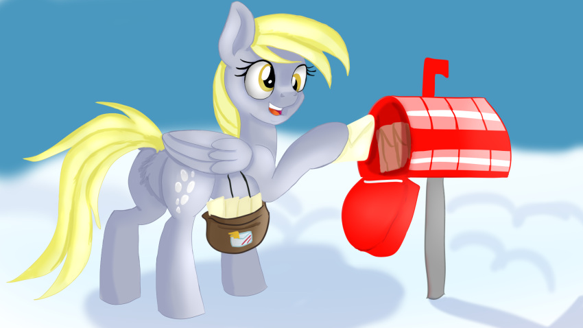 cute_expression delivery_(commerce) delivery_employee derpy_hooves_(mlp) equid equine female friendship_is_magic hi_res horse jbond mail mailbag mailbox mammal my_little_pony open_mouth pegasus pony postal_carrier postal_delivery solo wings