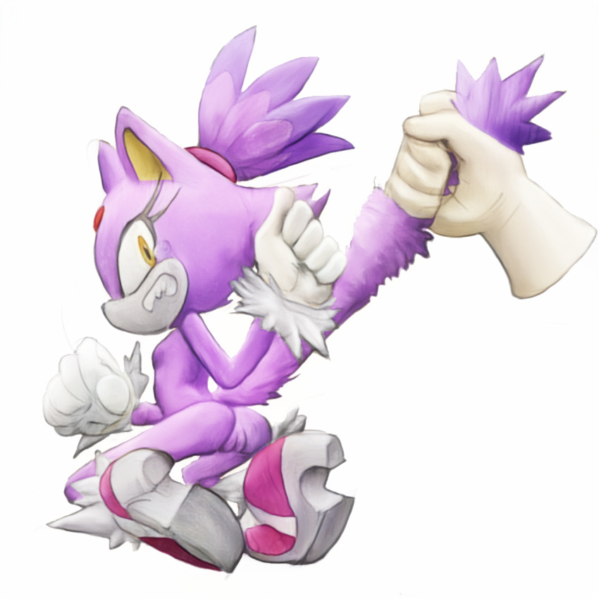 anthro anus blaze_the_cat bodily_fluids butt domestic_cat edit felid feline felis female filthypally genitals hi_res human looking_at_viewer looking_back mammal pussy rear_view sega solo sonic_the_hedgehog_(series) tail_grab tears