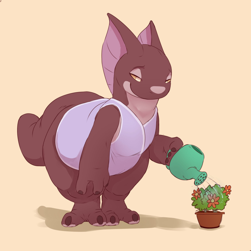 2022 absurd_res anthro clothed clothing digital_media_(artwork) hi_res holding_object light lighting louart plant plant_pot potted_plant shaded smile solo standing