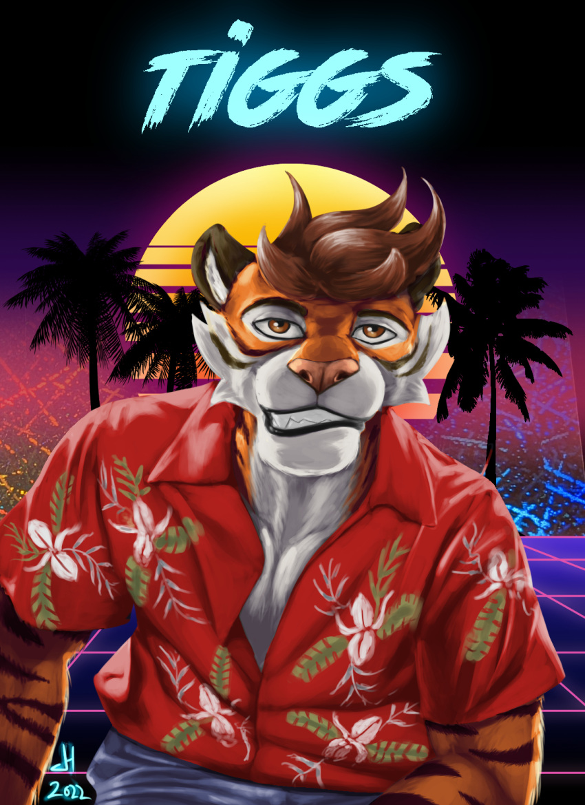 badge felid hi_res invalid_tag mammal pantherine retro tiger vaporwave