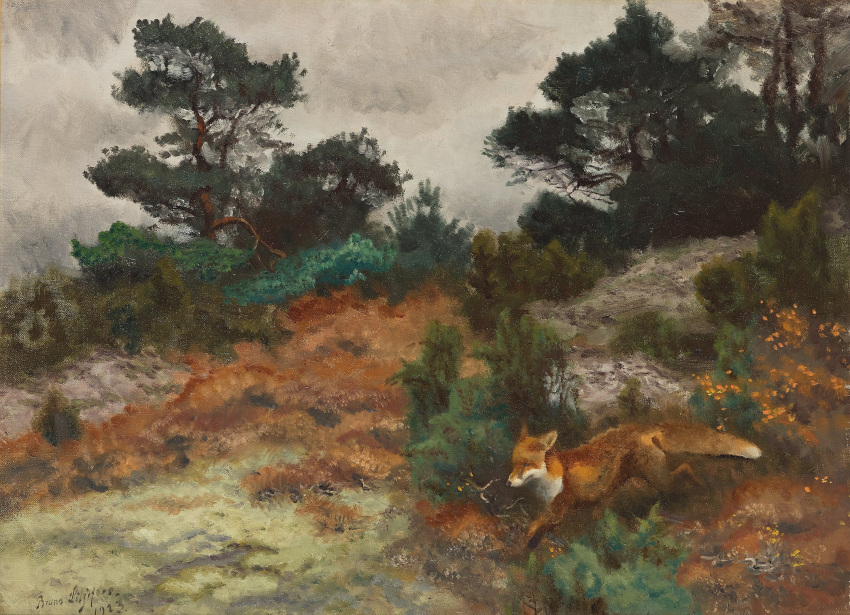 1923 20th_century ambiguous_gender ancient_art autumn brown_body brown_fur bruno_liljefors canid canine detailed_background feral fox fur hi_res mammal nude oil_painting_(artwork) painting_(artwork) plant public_domain quadruped red_fox signature sky solo traditional_media_(artwork) tree white_body white_fur