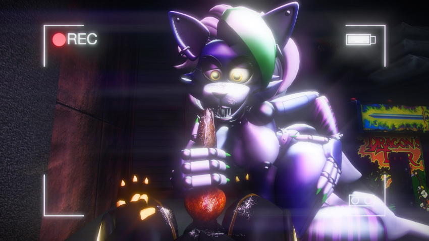 3d_(artwork) animatronic bodily_fluids breasts canid canine cum cum_in_mouth cum_inside digital_media_(artwork) duo erection fellatio female first_person_view five_nights_at_freddy's five_nights_at_freddy's:_security_breach genital_fluids genitals hair hi_res machine male male/female mammal nipples oral penile penis powersurge_(artist) powersurge_(character) protogen purple_body robot roxanne_wolf_(fnaf) scottgames sex source_filmmaker video_games yellow_eyes