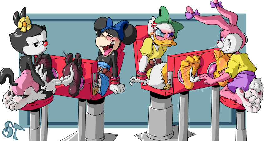 absurd_res anatid animaniacs anseriform avian barefoot bird crossover disney duck feet female foot_fetish group hi_res inkblot lagomorph laugh leporid mammal mouse murid murine rabbit rodent soles symbiontickles tickle_torture tickling tiny_toon_adventures toes warner_brothers
