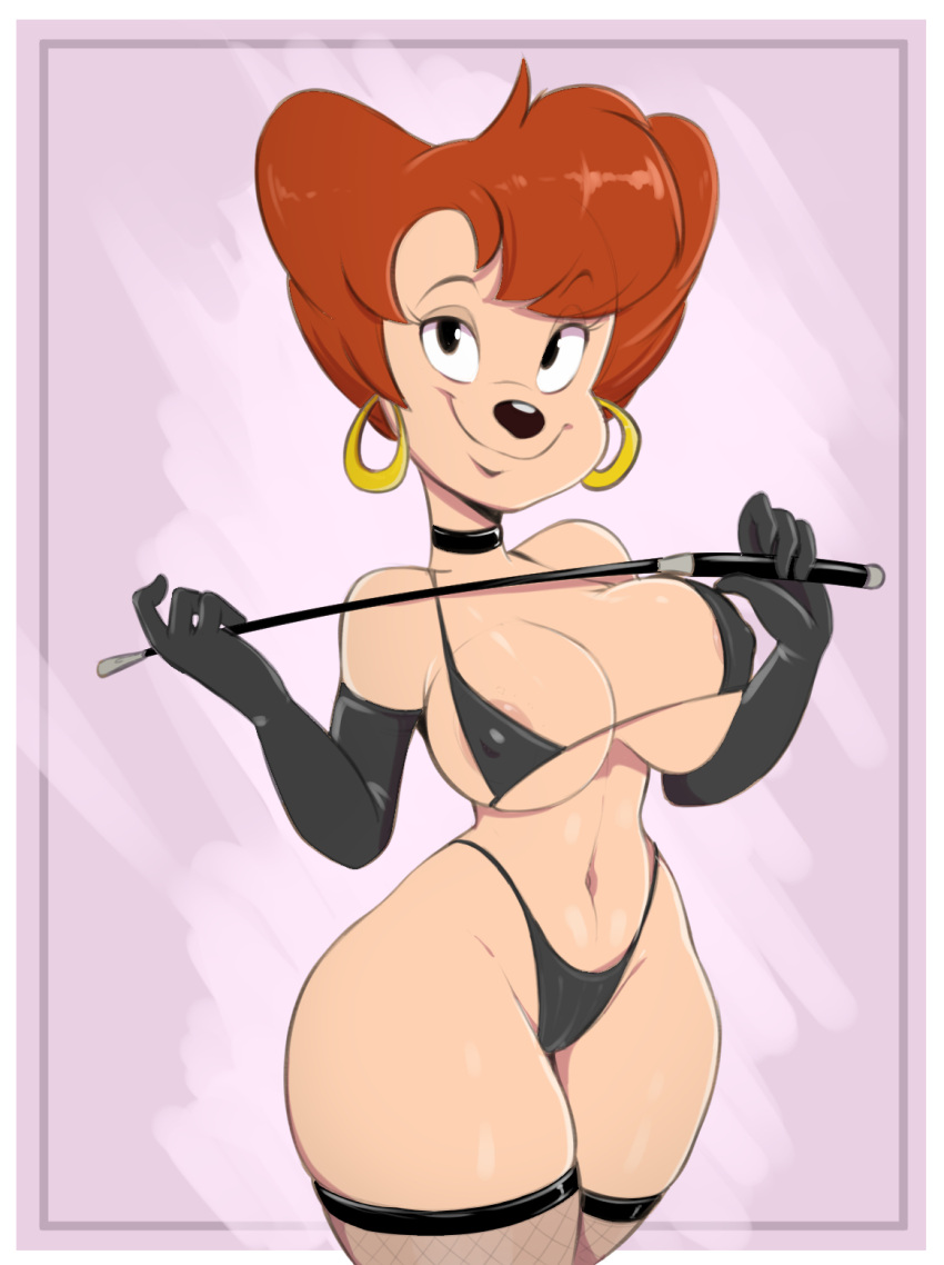 anthro big_(disambiguation) breasts canid canine disney female goof_troop hi_res imple invalid_background mammal mature_anthro mature_female peg_pete solo usnarbit wide_hips