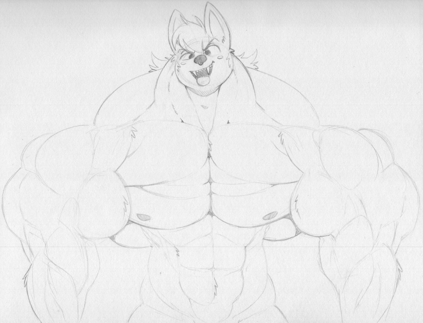 abs anthro big_muscles blush cartoon_network chiropteran eyebrows fangs hair huge_muscles inner_ear_fluff male mammal max_(sci) monochrome muscular muscular_anthro muscular_male navel nipples open_mouth sbshouseofpancakes sketch summer_camp_island teeth tongue tongue_out traditional_media_(artwork) tuft