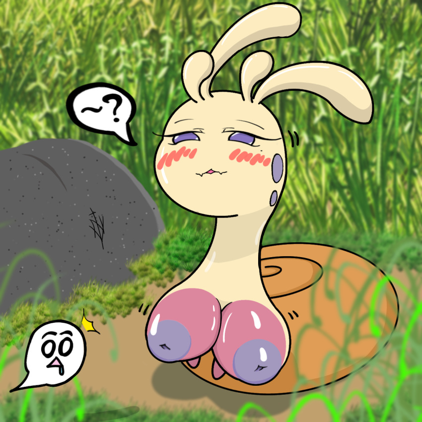 antennae_(anatomy) ara_ara big_breasts blush breasts duo female feral gastropod grass_field hi_res hisuian_sligoo inverted_nipples male male/female markings mole_(marking) mollusk nintendo nipples nuvostalis offscreen_character pink_breasts pok&eacute;mon pok&eacute;mon_(species) purple_eyes purple_nipples regional_form_(pok&eacute;mon) shell shiny_pok&eacute;mon shiny_sliggoo sliggoo smug snail suggestive surprise video_games