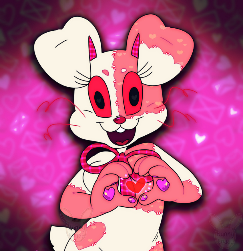 &lt;3 2022 anthro buckteeth bunnyytoast female five_nights_at_freddy's five_nights_at_freddy's:_security_breach fur heart_(marking) hi_res holidays lagomorph leporid looking_at_viewer mammal multicolored_body multicolored_fur open_mouth open_smile pawpads rabbit red_eyes scottgames scut_tail short_tail smile solo tagme teeth valentine's_day vanny_(fnaf) video_games whiskers white_body white_fur