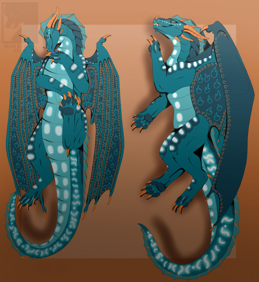 azureflame_(crimsonfire17) belly_up bioluminescence blue_tongue claws daki dakimakura_style digital_drawing_(artwork) digital_media_(artwork) dragon female feral frill_(anatomy) glowing hi_res hybrid licking looking_at_viewer membrane_(anatomy) misskarma orange_claws pawpads paws royalty scalie seawing_(wof) shaded skywing_(wof) solo tongue tongue_out western_dragon wing_pattern wings wings_of_fire