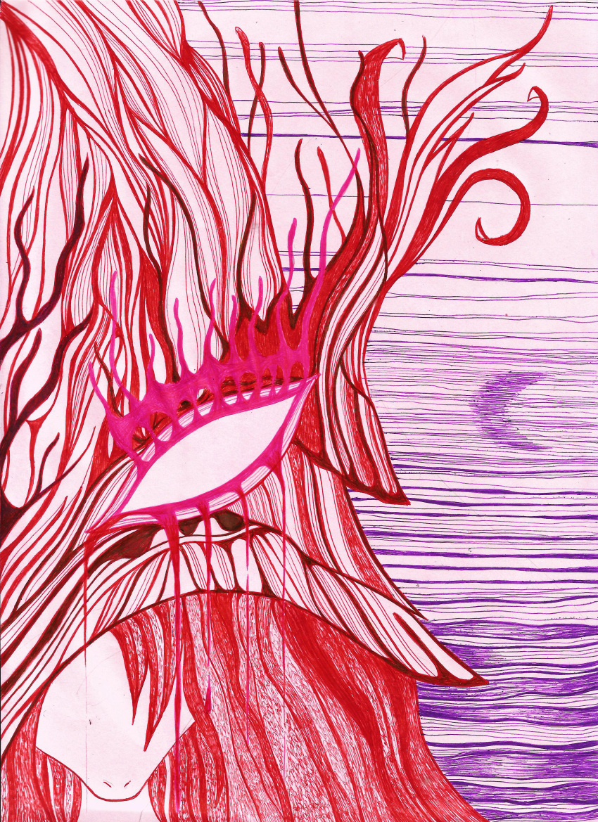 abstract_art absurd_res anthro armor background_sky bodypaint burmecian colored composition crescent_moon dragon_knight drawing female final_fantasy final_fantasy_ix hair headgear helmet hi_res humanoid janet_k_wallace line_art long_hair mammal moon murid murine perspective rat rodent shapes snout solo square_enix traditional_media_(artwork) video_games