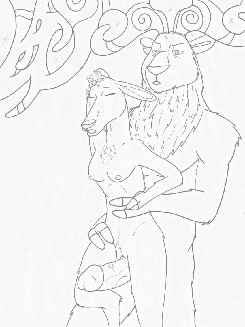 absurd_res anthro big_dom_small_sub big_penis breasts cervid cervine clitoral clitoris dominant duo female flower flower_crown genitals graphite_(artwork) hi_res humanoid_genitalia humanoid_penis imminent_sex irish_elk larger_male male male/female mammal megaloceros moan monochrome muscular muscular_male nipples patrick_(riverdance) pencil_(artwork) penis penny_(riverdance) plant pussy riverdance:_the_animated_adventure sex size_difference smaller_female thigh_sex traditional_media_(artwork)