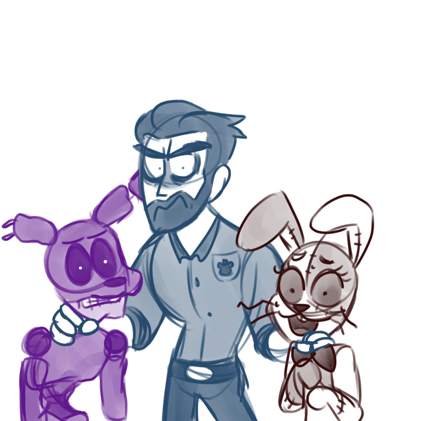 angry animatronic burntrap_(fnaf) crossover female five_nights_at_freddy's five_nights_at_freddy's:_security_breach group holding_neck human lagomorph leporid looking_at_viewer machine male mammal nicolas_cage rabbit robot scared scottgames thecryptidart1st vanny_(fnaf) video_games william_afton_(fnaf) willy's_wonderland