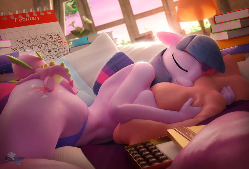 absurd_res anthro blender_(software) duo equid equine female friendship_is_magic hasbro hi_res holidays hooves-art horn male mammal my_little_pony spike_(mlp) twilight_sparkle_(mlp) unicorn valentine's_day
