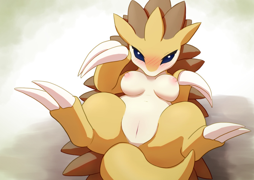 anthro areola blush breasts claws female genitals mammal nintendo nipples nude pok&eacute;mon pok&eacute;mon_(species) pussy ryu_masakaze sandslash solo video_games