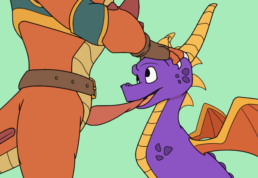 activision animated anthro clothed clothing colrblnd delbin_(spyro) dragon duo erection fellatio feral genitals hand_on_head male male/male oral orgasm partially_clothed penile penis sex spyro spyro_the_dragon swallowing tagme video_games