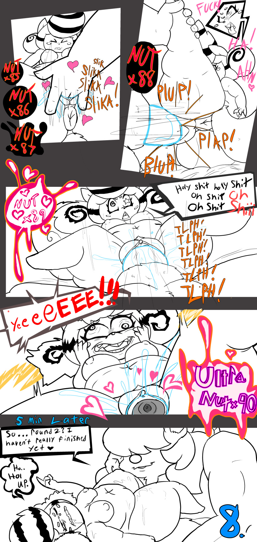 &lt;3 absurd_res ahegao animal_genitalia anthro anus big_butt big_penis blush blush_stickers bodily_fluids breasts buckteeth butt claude_(iceblueeyes) clitoris comic cross-eyed dialogue dialogue_box duo ejaculation english_text female fingering fucked_silly genital_fluids genitals hi_res huge_penis ironkongstudios larger_male looking_pleasured lying male male/female mammal maya_(ironkongstudios) mephitid multiple_orgasms on_side orgasm orgasm_face penetration penis profanity pussy pussy_ejaculation pussy_juice rodent sciurid sheath short_stack size_difference skunk slightly_chubby small_breasts smaller_female spiral_eyes star_eyes teeth text thick_thighs tired vaginal vaginal_fingering vaginal_penetration wide_hips