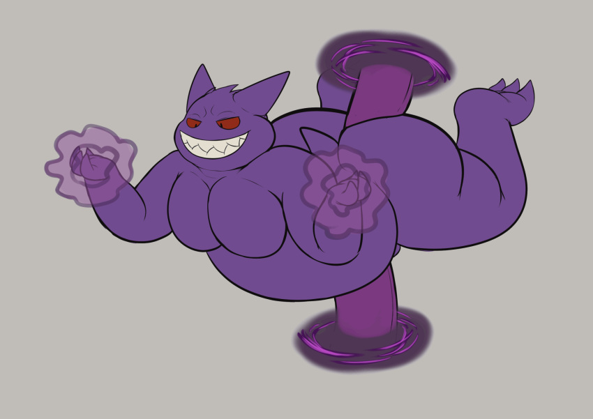 2022 animated autopenetration floating gengar hi_res male masturbation nintendo pecs penetration pok&eacute;mon pok&eacute;mon_(species) rokie38 sharp_teeth slightly_chubby solo teeth video_games