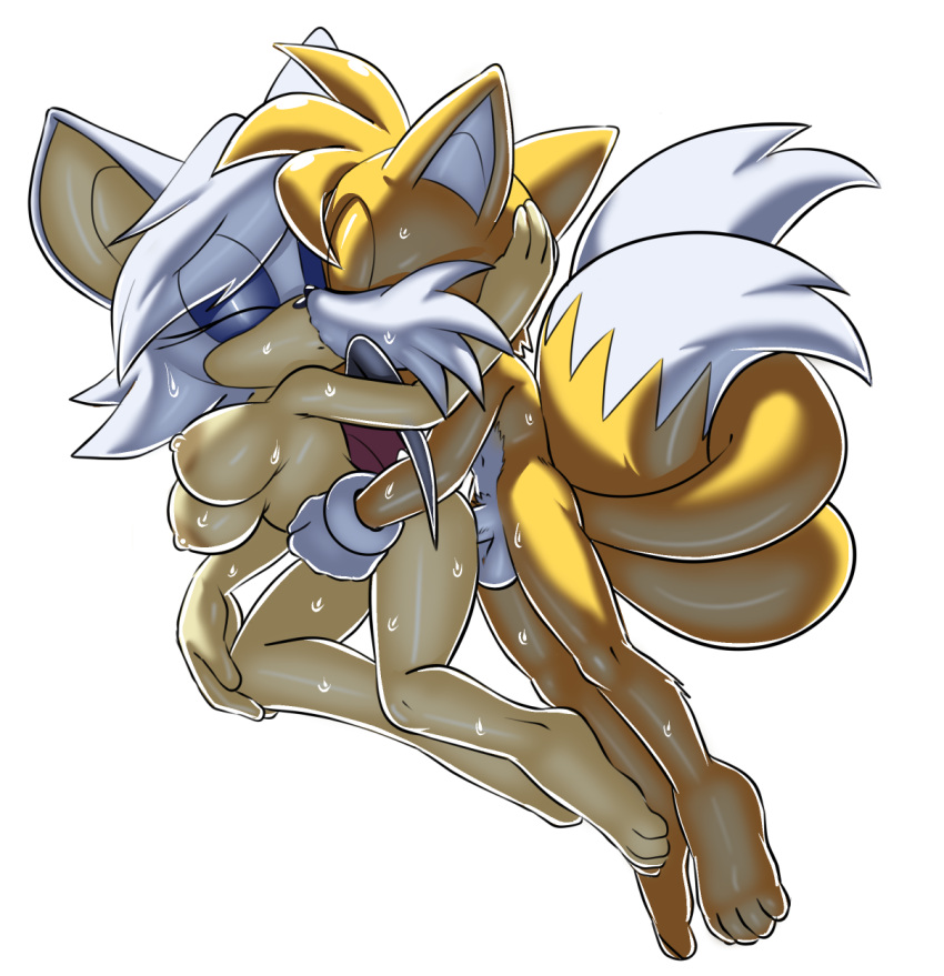 2022 2_tails anthro anthro_on_anthro anthro_penetrated anthro_penetrating anthro_penetrating_anthro balls big_breasts blue_eyeshadow breasts brown_body brown_fur brown_nipples canid canine chiropteran clothing dipstick_tail duo eyes_closed eyeshadow female female_penetrated fox from_behind_position fur genitals gloves gloves_only grey_hair hair handwear handwear_only head_grab hi_res interspecies is_(artist) kissing makeup male male/female male_penetrating male_penetrating_female mammal markings miles_prower mostly_nude multi_tail nipples nude penetration penis sega sex simple_background sonic_the_hedgehog_(series) spoon_position spooning tail_markings tan_body tan_fur tan_inner_ear white_background white_balls white_body white_clothing white_fur white_gloves white_hair white_handwear white_inner_ear white_penis yellow_body yellow_fur