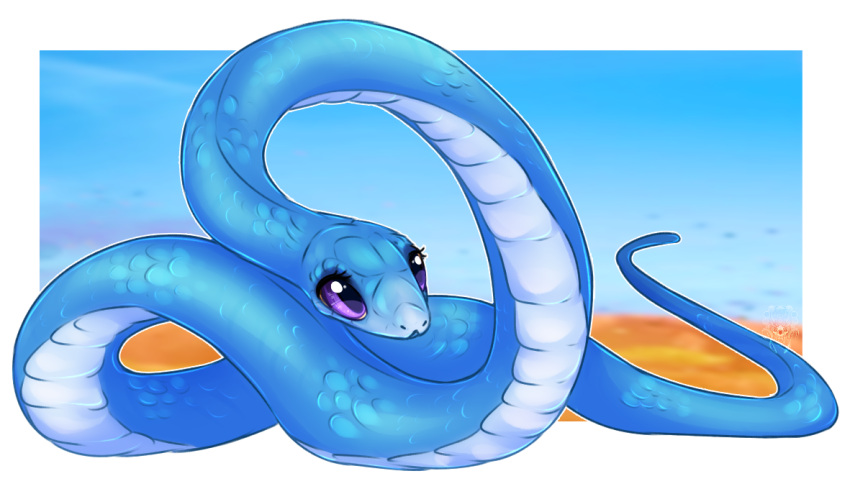 annet_kapelly back_to_the_outback blue_body blue_scales desert elapid_(snake) fanarts female feral maddie_(back_to_the_outback) purple_eyes reptile scales scalie snake solo taipan