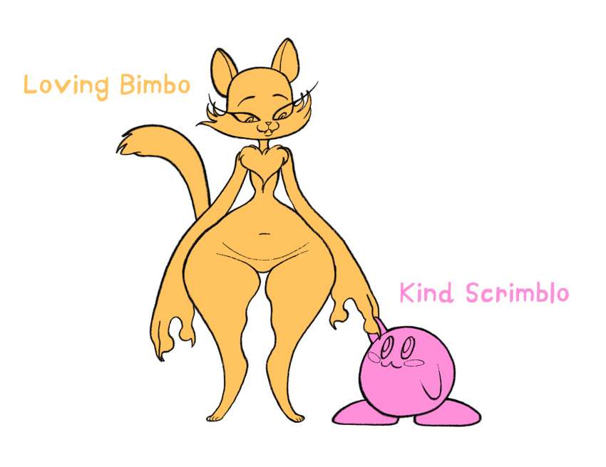 anthro clawroline claws domestic_cat duo english_text eyelashes felid feline felis female kaboozey kirby kirby_(series) leopard male mammal nintendo pantherine size_difference text video_games wide_hips
