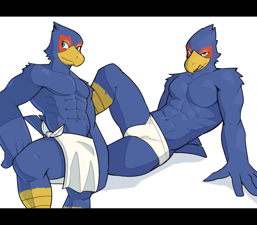 anthro avian bird briefs clothed clothing falco_lombardi hi_res jrjresq male nintendo solo star_fox topless towel towel_only underwear video_games white_clothing white_underwear