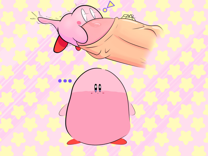 ... absurd_res ambiguous_gender blush bodily_fluids cum cum_inflation cung deep_throat duo excessive_cum exclamation_point fellatio genital_fluids genitals hi_res humanoid inflation kirby kirby_(series) male nintendo oral pattern_background penetration penile penis pink_body ridiculous_fit sex simple_background stretching vein veiny_penis video_games waddling_head