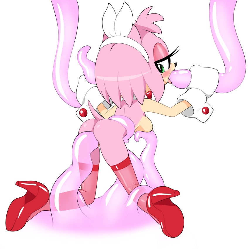 absurd_res accessory alpha_channel amy_rose anthro bow_tie breasts butt clothing digital_media_(artwork) eulipotyphlan eyelashes female fingers footwear genitals gloves green_eyes hair hair_accessory half-closed_eyes handwear hedgehog hi_res high_heels holding_object holding_penis holding_tentacles legwear looking_back mammal narrowed_eyes nipples open_mouth penetration penis pink_body pussy rear_view sega sex shoes simple_background solo sonic_the_hedgehog_(series) stockings tentacle_sex tentacles thousandarms tongue tongue_out transparent_background vaginal vaginal_penetration