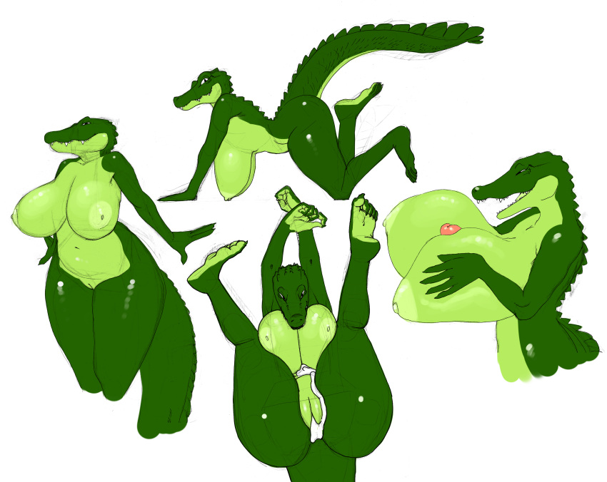 absurd_res all_fours alligator alligatorid anthro areola big_breasts big_butt biped bodily_fluids breast_play breasts butt crocodilian cum cum_from_pussy cum_in_pussy cum_inside curvy_figure digital_media_(artwork) erection female genital_fluids genitals group hanging_breasts hi_res huge_breasts hyper hyper_breasts legs_up looking_at_viewer lying multiple_images nipples on_back peach_pussy penis plump_labia pussy realius reptile scalie sex simple_background solo thick_thighs titfuck traditional_media_(artwork) voluptuous