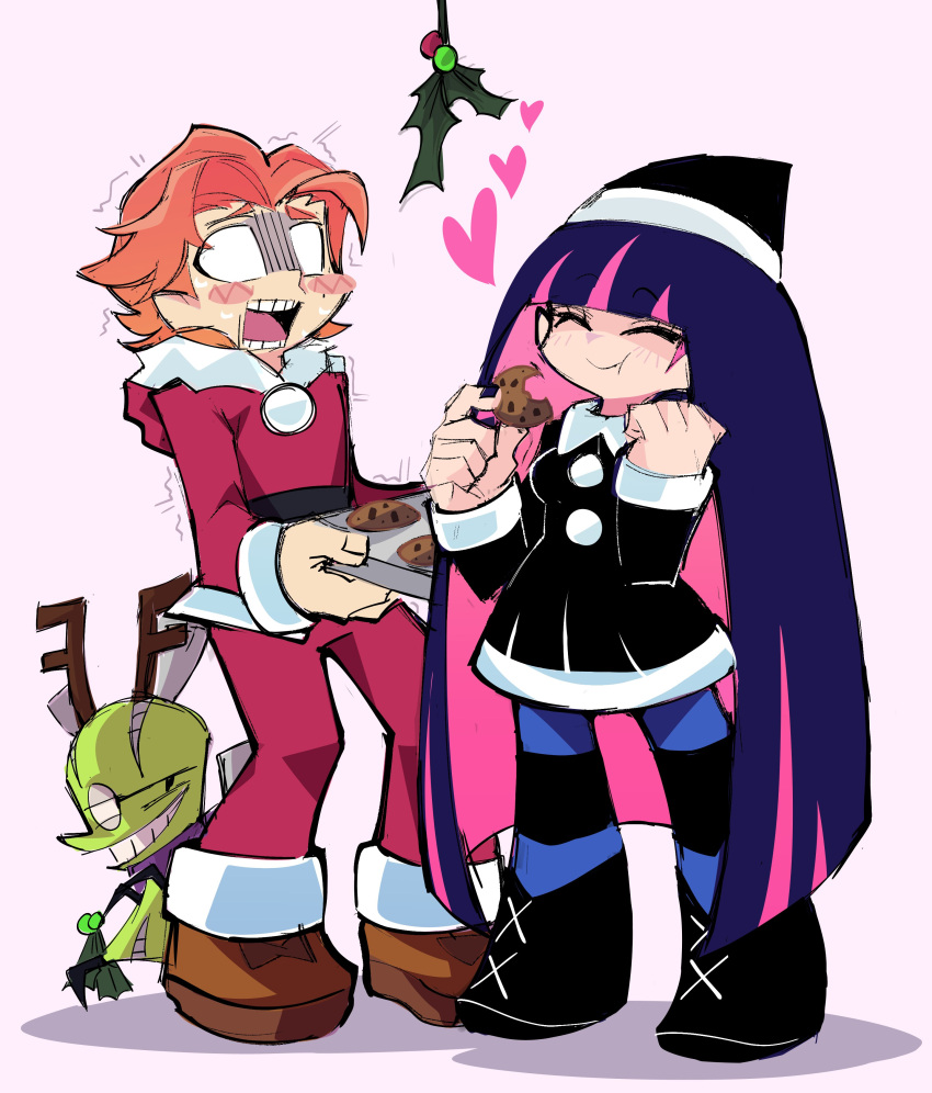 absurdres brief_(psg) chuck_(psg) highres ink_(ink01_) mistletoe panty_&amp;_stocking_with_garterbelt stocking_(psg)