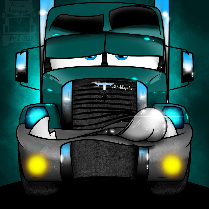 anthro autorepublic car heavy_truck hi_res machine male monster semi-trailer_truck solo truck_(vehicle) vehicle