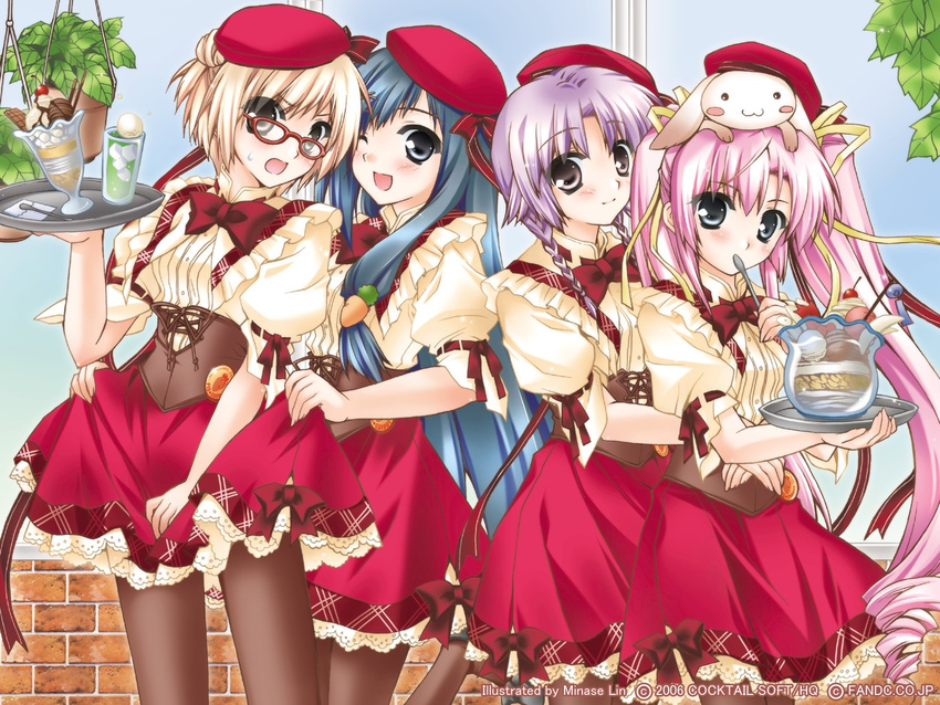 isaka_koharu megane minase_lin pantyhose pia_carrot riku_fumika shirakuwa_sumi tokiwa_misaki waitress wallpaper