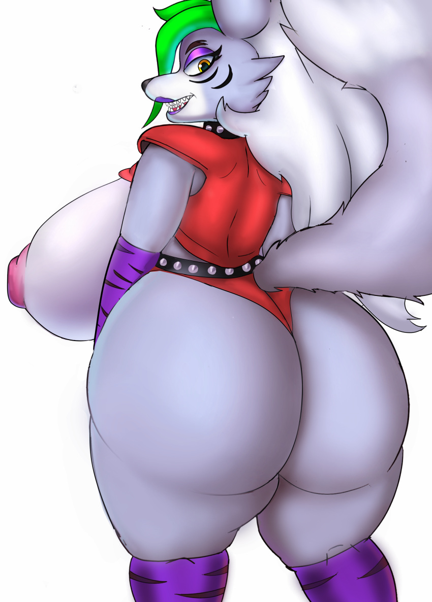 absurd_res anthro big_breasts big_butt breasts butt canid canine canis capikeeta five five_nights_at_freddy's five_nights_at_freddy's:_security_breach five_nights_at_freddy's_2 hi_res huge_breasts mammal roxanne_wolf_(fnaf) scottgames solo thick_thighs video_games wolf