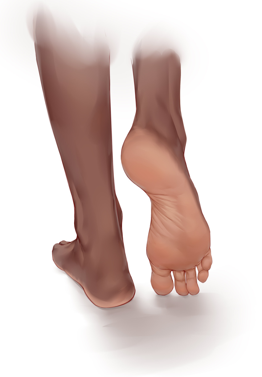 1girl absurdres alice_gear_aegis aomoro barefoot close-up dark-skinned_female dark_skin feet feet_only foot_focus from_behind heel_up highres out_of_frame shanti_rana soles solo tiptoes toes very_dark_skin