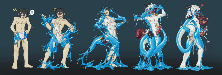 absurd_res anthro biped blue_body clothing countershade_tail countershade_torso countershading dragon genitals goo_(disambiguation) goo_creature goo_transformation hi_res human human_to_anthro male mammal masturbation mid_transformation penis reptile scalie sex solo species_transformation surprise surprised_expression tail_fetish tail_masturbation tail_play tail_sex transformation transformation_sequence underwear whcy