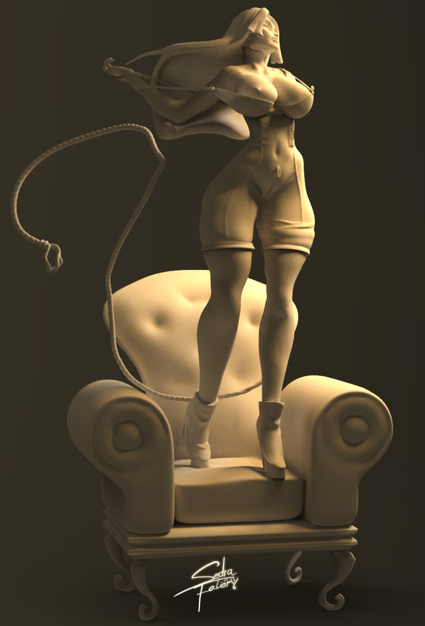 #3d #figuretoy #largehip ass breasts chair clay dominatrix faliery figuretoy highres largebreast long_hair non-web_source solo thick_thighs thighs woman