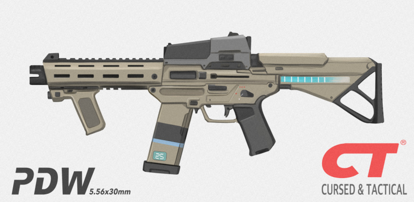 bad_gun_anatomy cursed_m4a1 english_text girls'_frontline gun m4a1_(girls'_frontline) magazine_(weapon) no_humans parabellum submachine_gun vertical_foregrip weapon weapon_focus