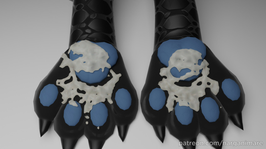 3d_(artwork) anthro b_(nargacuga) blender_(software) blue_pawpads bodily_fluids capcom cum cum_on_feet digital_media_(artwork) feet flying_wyvern foot_fetish foot_focus foot_play genital_fluids male monster_hunter nargacuga narganimare patreon_username pawpads paws simple_background solo text url video_games