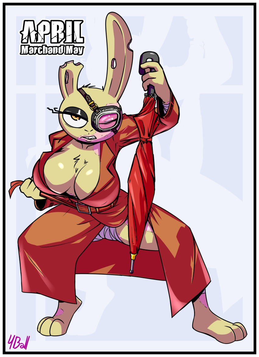 absurd_res anthro april_marchand_may_(roommates) bandage border breasts clothed clothing digital_media_(artwork) female five_nights_at_freddy's five_nights_at_freddy's_3 fourball fur hi_res lagomorph leporid mammal rabbit roommates:motha scar scottgames simple_background solo springtrap_(fnaf) video_games white_border