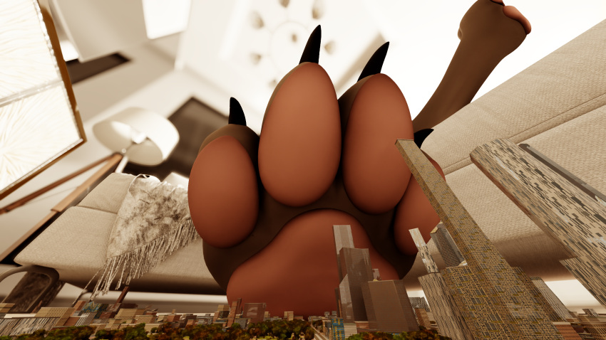 anthro canid canine canis city female hi_res lobita_(uwunice) macro mammal micro pawpads paws solo uwunice wolf