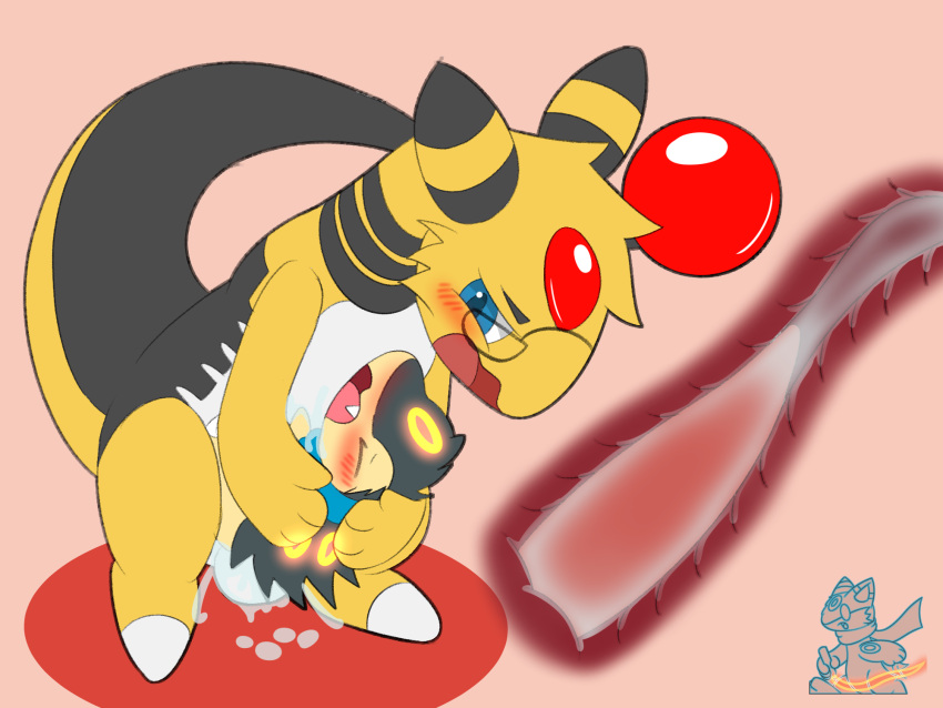 ampharos anal anal_penetration bodily_fluids cum cum_in_ass cum_inside cyndaquil genital_fluids hi_res male male/male nintendo penetration pok&eacute;mon pok&eacute;mon_(species) size_difference synge syngie_(artist) video_games