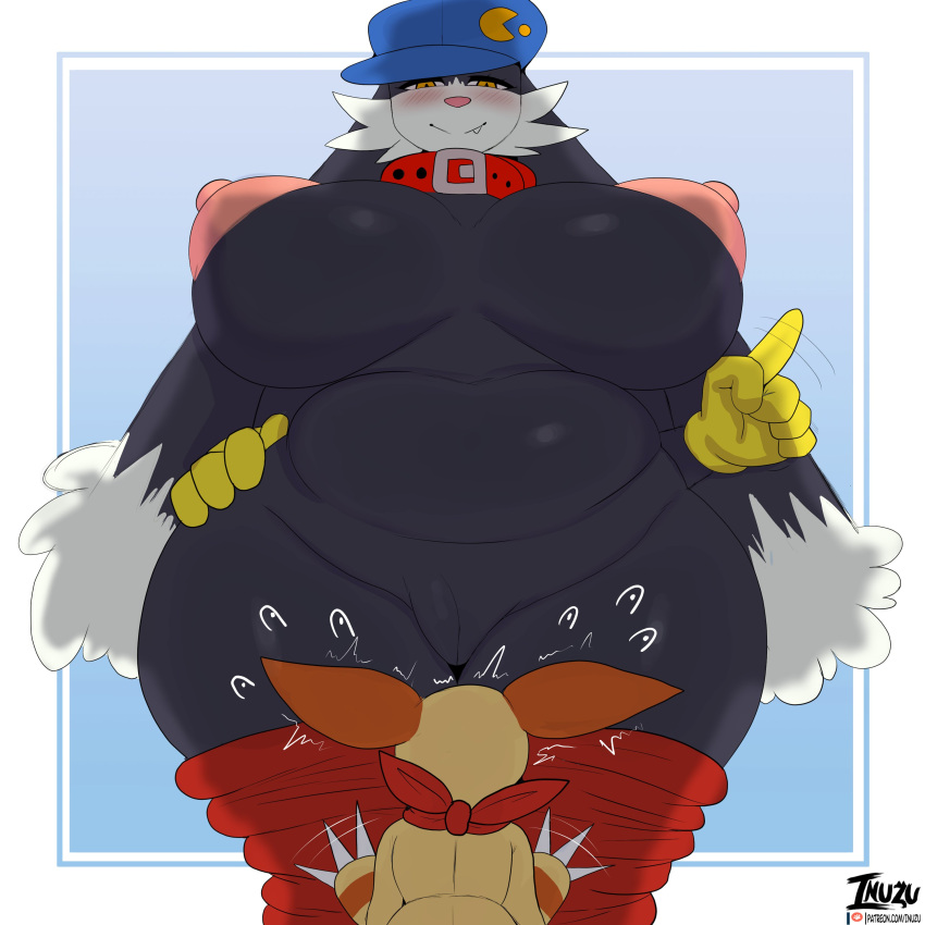 1:1 2022 absurd_res anthro areola big_breasts blush breasts clothing crossgender digital_media_(artwork) duo female genitals gloves handwear hi_res huge_breasts inuki klonoa klonoa_(series) mammal mtf_crossgender nipples pussy simple_background video_games