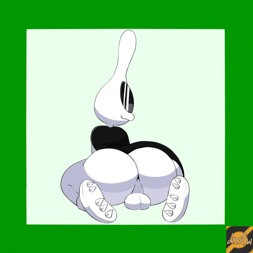 alien anthro balls butt clothing eyewear footwear genitals glasses hi_res male nintendo orbulon reallydarkandwindie shoes smile video_games warioware white_body