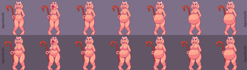 absurd_res agentambi alternate_color anthro bella_(agentambi) belly big_belly bovid bovine breast_growth breasts caprine chubby_female digestion digital_media_(artwork) female floppy_ears fur game_(disambiguation) goat growth hi_res mammal naked_female nude nude_female open_mouth oral_vore pixel pixel_(artwork) slightly_chubby soft_vore solo thick_thighs toriel undertale undertale_(series) vore weight_gain